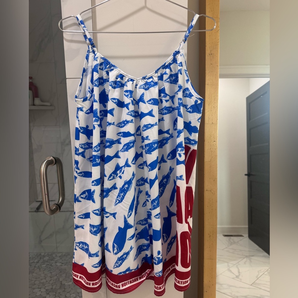 Blue Fish Print Scarf - Picture 2 of 3